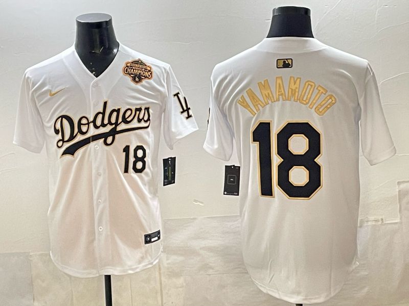 Men 2026 Nike Los Angeles Dodgers #18 Yamamoto White Game MLB Jersey 010
